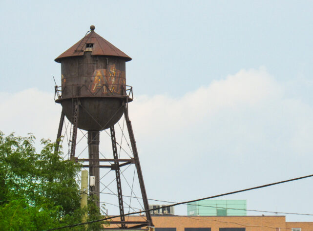 Water tower over the Cass Corridor, Detroit
